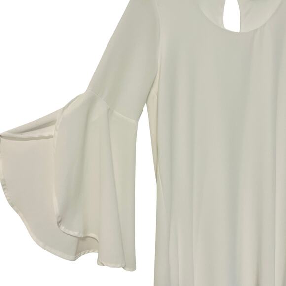 Gibiu Dress White Split Ruffle Sleeve Size Small - Picture 2 of 3